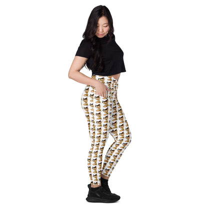BettyNole White crossover leggings with pockets
