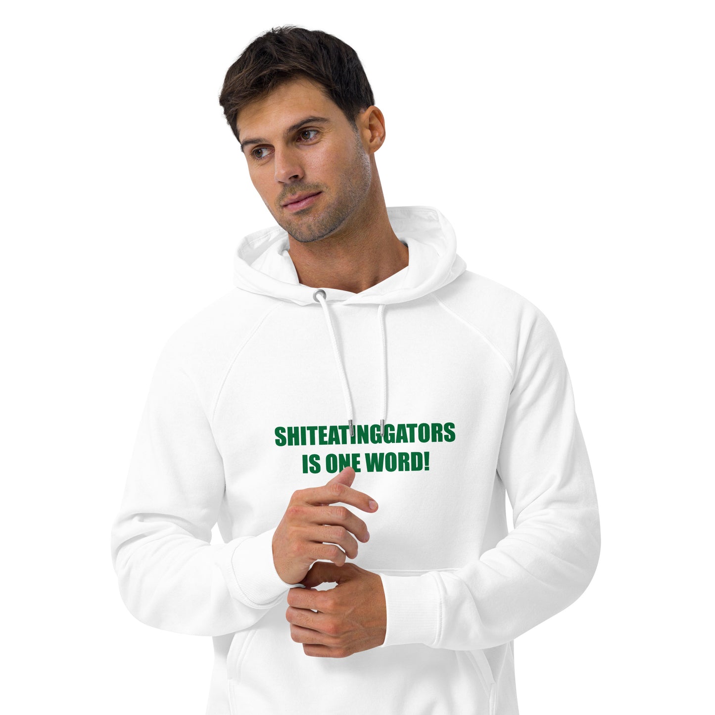 Shiteatinggators ForestGreen Logo Unisex eco raglan hoodie